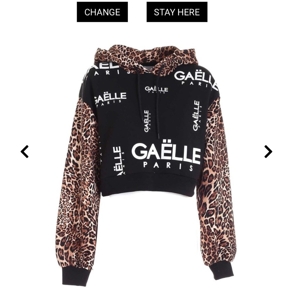 Gaëlle Paris Black Hoodie with Leopard Print Hood